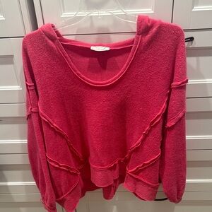 ZENANA Cozy Pink Ruffled Sweater
